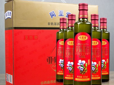 同至堂 冷烹两用亚麻籽油500ML礼盒装 冷榨一级亚麻籽油 厂家直销图1