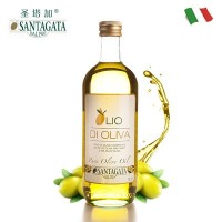 原瓶进口橄榄油礼品盒 意大利圣塔加精炼混合1升*2玻璃瓶装食用油