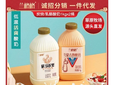 兰格格蒙古风味炭烧熟酸奶蒙马苏里活菌发酵1kgx2桶组合低温奶图1