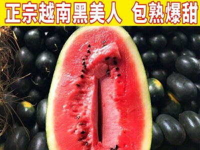 西瓜黑美人西瓜薄皮黑美人西瓜应季新鲜水果现货皮薄多汁图1