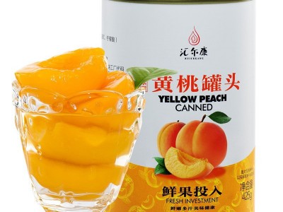 汇尔康黄桃罐头425g/罐新鲜糖水型水果罐头烘焙果捞即食整箱批发图3