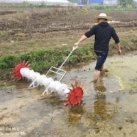 全新手拉式水稻直播机 8-10行水稻点播机 水田玉米小麦播种机