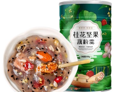 真嗨森桂花坚果藕粉网红纯莲藕粉坚果水果冲饮泡代餐营养罐装600g2罐起批图5