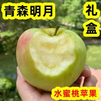 青森明月苹果水蜜桃苹果脆甜新鲜水果包邮5斤烟台宝山明月礼盒  3件起批