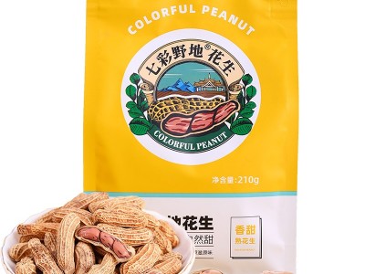 云南七彩花生 熟花生带壳原味炒货花生零食小吃 七彩野地花生210g图4
