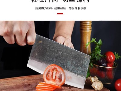 加厚锻打菜刀厨房家用斩切刀切片刀斩切两用刀酒店厨师刀厚背刀图4
