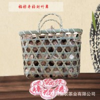 厂家批发 竹箩装迷你小茶饼 普洱生茶勐海味七子饼672克