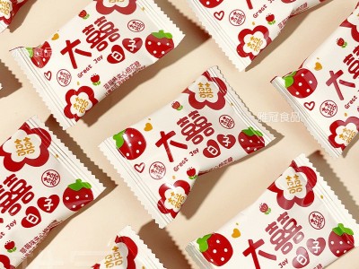 雪可滋大喜日子草莓夹心棉花糖爆浆软糖订婚糖结婚喜糖果零食批发图4