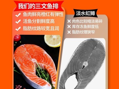 挪威三文鱼排中段大西洋鲑轮切三文鱼扒原装进口整切新鲜冰鲜冷冻图2