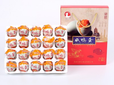 高邮咸鸭蛋65g20枚红心熟盐蛋特大礼盒装流油整箱熟鸭蛋批发图2